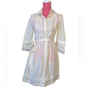 Elegant Cream Lace-Trimmed Dress